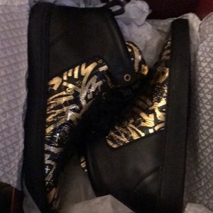 Bally High Top Gold Goat Printed Sneakers size 13